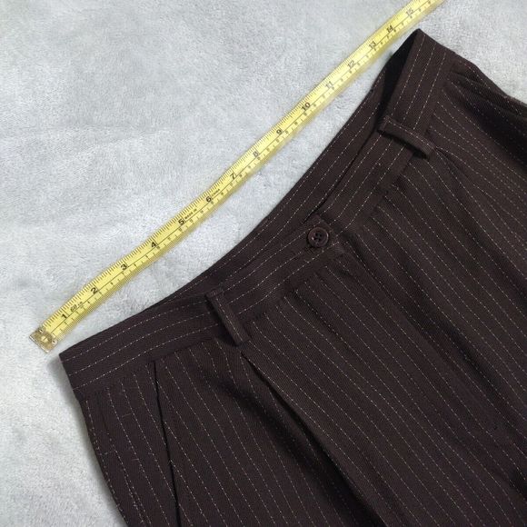 Striped Trousers Pants Women's Career Halter Brown Cream Size 12 Pant - Picture 10 of 14